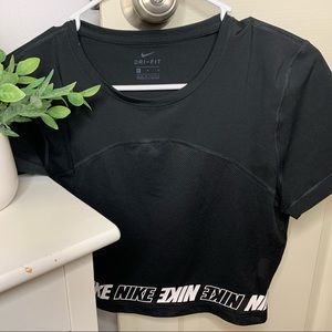 Nike Black Cropped Dri-Fit Mesh Shirt
